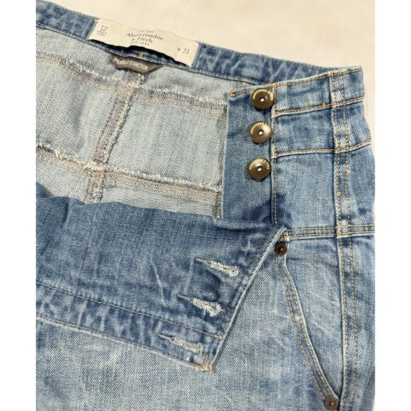 Vintage Abercrombie Fitch Y2K Stretch Double Button Front Jean Shorts Sz 12 31W - Picture 6 of 16
